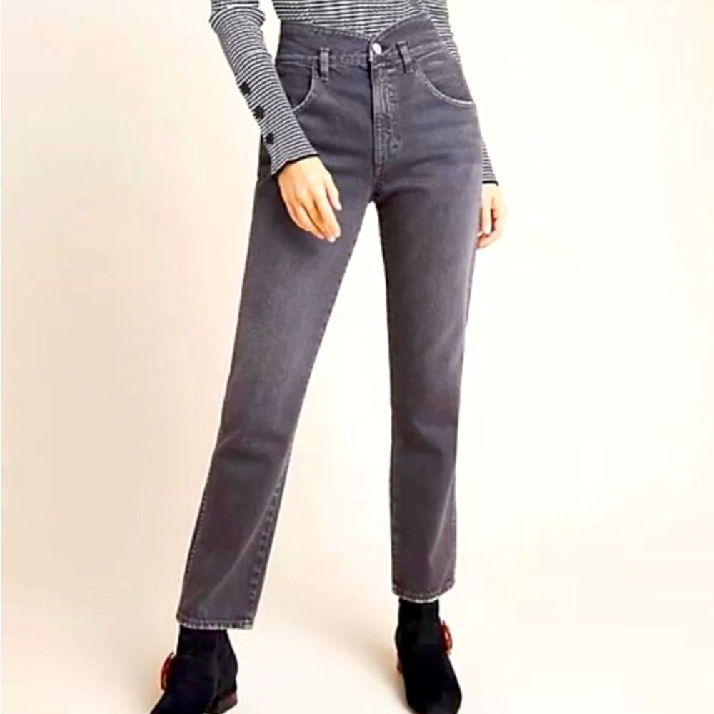 Anthropologie Amo tulip jeans high rise denim made in USA washed black size 31